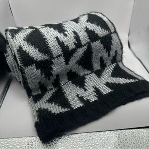Michael by Michael Kors Black/Gray Monogram Scarf w/ Rhinestone Embellishments